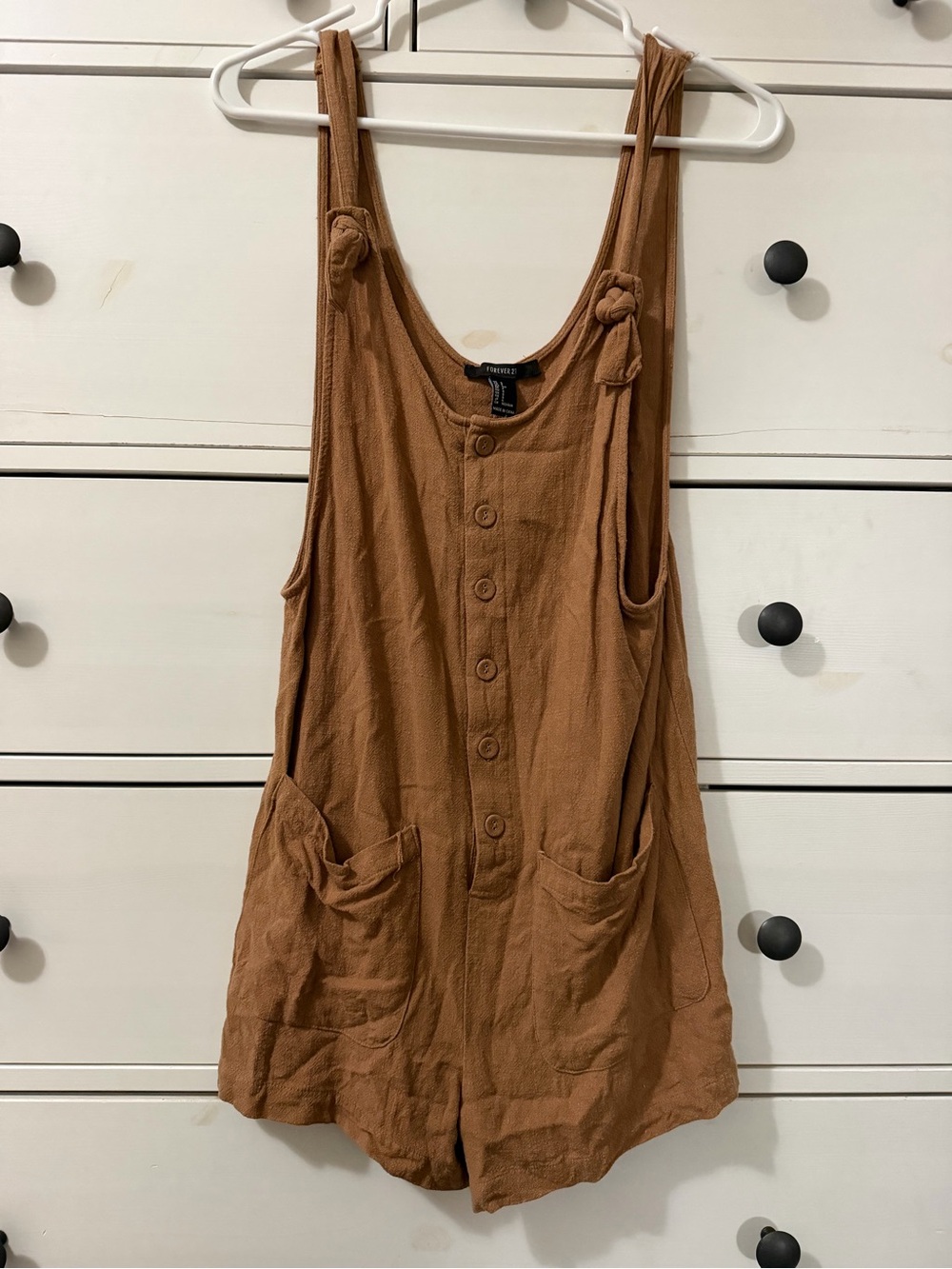 Forever 21 Rust Brown Button-Front Tank Romper